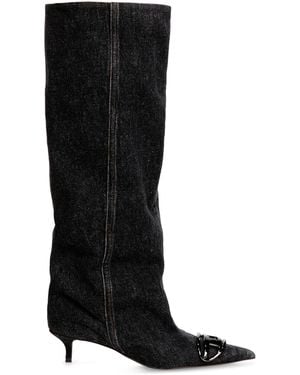 DIESEL D-Venus-Bota Slouchy Hasta La Rodilla En Denim - Negro