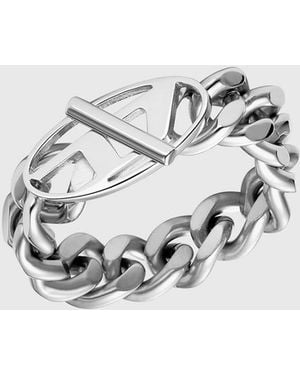 DIESEL Stainless Steel Soft Chain Ring - Grey