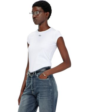 DIESEL T-Shirt With Cut-Out Embroidered Logo - White