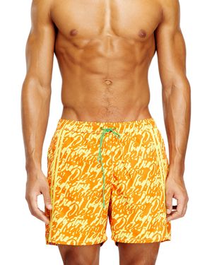 DIESEL Shorts De Bain Avec Imprimé Logo Intégral - Jaune