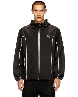DIESEL Windbreaker With Contrast Piping - Black