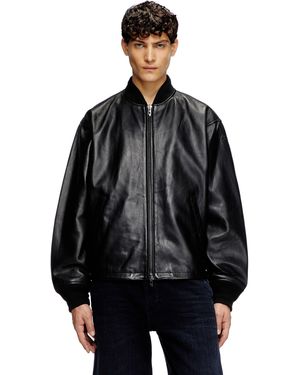 DIESEL Waxed-Leather Bomber Jacket - Black