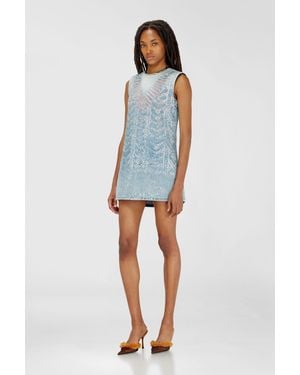 DIESEL Minikleid Aus Microstone Devoré Denim - Blau