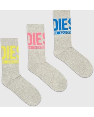 DIESEL Three-Pack Of Logo Cuff Socks - White