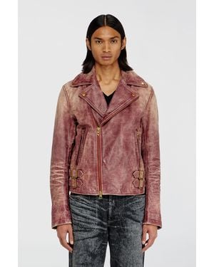 DIESEL Biker-Jacke Aus Behandeltem Leder - Rot
