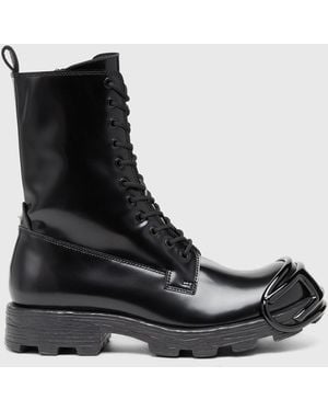 DIESEL Polished Calf Leather Boots - Black
