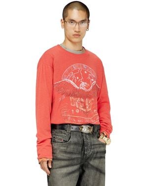 DIESEL Long-Sleeve T-Shirt With Concert Graphics - Red