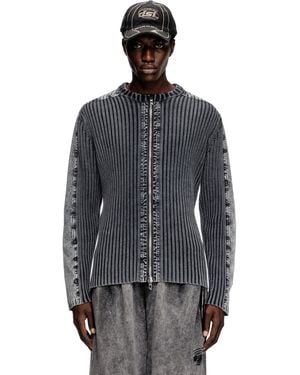 DIESEL Cardigan Mit Reißverschluss Und Ärmelbündchen Aus Denim - Grau