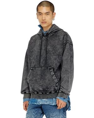 DIESEL Treated Denim-Effect Hoodie - Gray