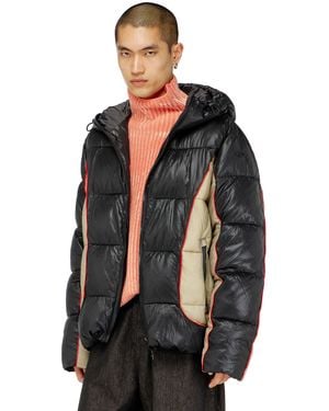 DIESEL Contrast Panel Puffer Jacket - Black