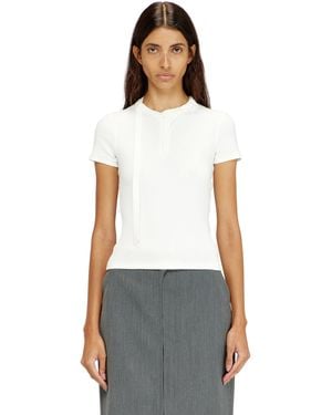 DIESEL Rib-Jersey Top With Biker Neck Strap - White