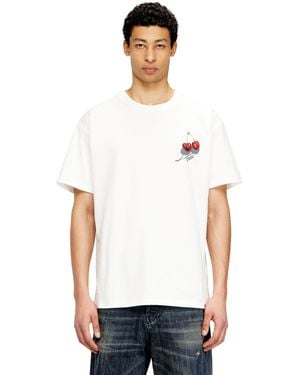 DIESEL Cotton T-Shirt With Cherry Graphic - White