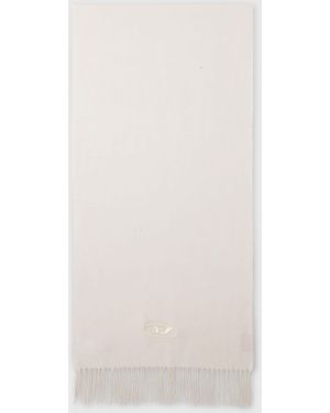 DIESEL Wool-Blend Scarf With Fringed Edges - White