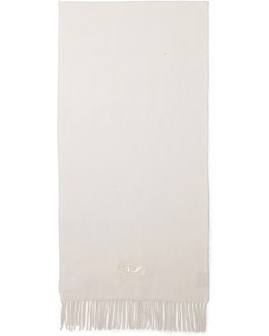 DIESEL Wool-Blend Scarf With Fringed Edges - White