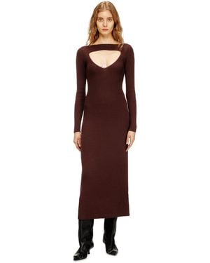 DIESEL Midi Wool Dress With Inlay - Purple