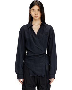 DIESEL Linen-Blend Shirt With Wrap Closure - Blue
