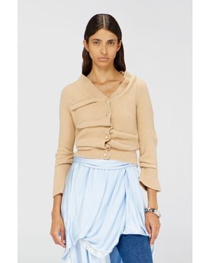 DIESEL Kurz Geschnittener Cardigan Aus Gekochtem, Geknittertem Strick - Blau
