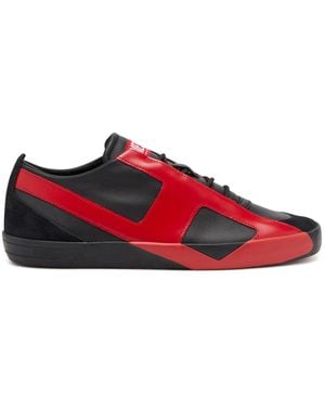 DIESEL Baskets en daim et cuir avec logo D - Rouge