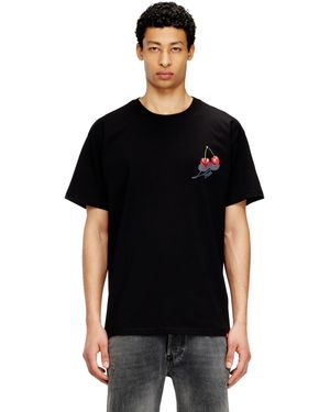 DIESEL Cotton T-Shirt With Cherry Graphic - Black