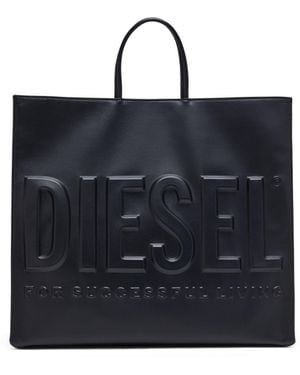 DIESEL Dsl 3D-Tote-Tasche Aus Recycling-Pu Mit Logo-Prägung - Schwarz