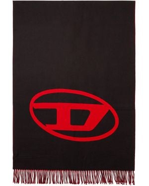 DIESEL Reversible Two Tone Wool Scarf - Red