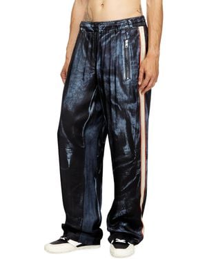 DIESEL Viscose Pants With Biker Print - Blue