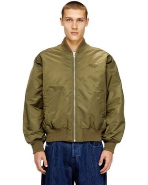 DIESEL Padded Bomber Jacket With Oval D Embroidery - Green