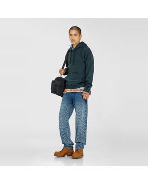 DIESEL Hoodie With Rips And Crystal Details - Blue