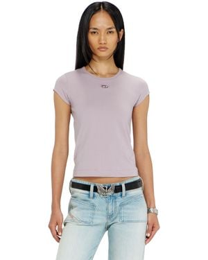 DIESEL Camiseta Con Logotipo Bordado Con Abertura - Multicolor
