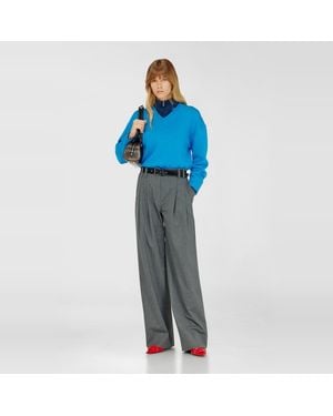 DIESEL Wollpullover Mit V-Ausschnitt Und Logo Am Kragen - Blau