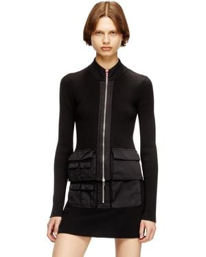 DIESEL Ribbed Cardigan With Cargo Pockets - Black