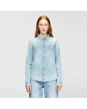 DIESEL Denim Shirt With Embroidered Logo - Blue