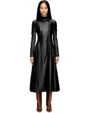 DIESEL Midi Coat Dress With Biker Details - Black