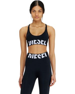 DIESEL Sport-Bh Aus Mikrofaser Mit Cut-Off-Logo - Blau