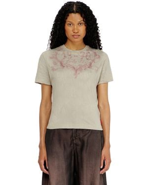 DIESEL Cotton T-Shirt With Graphic Print - Natural