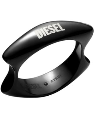DIESEL Stainless Steel Band Ring - Black