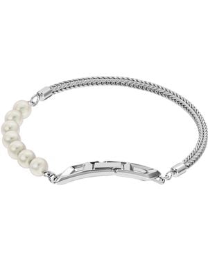 DIESEL Sterling Chain And Pearl Bracelet - Multicolour