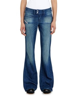 DIESEL Bootcut Jeans Low Waist D-Hush, Dunkelblau, Reißverschluss