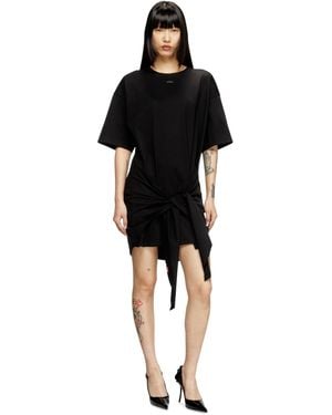 DIESEL T-Shirt Dress With Tie Front - Black