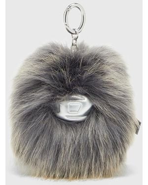 DIESEL Furry Charm With Pendant - Grey