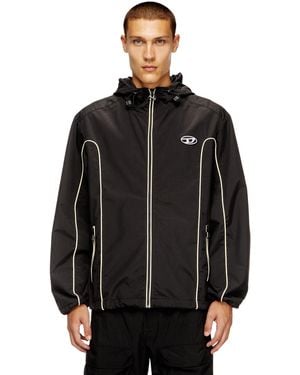 DIESEL Windbreaker With Contrast Piping - Black