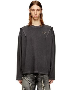 DIESEL Long-Sleeve T-Shirt With Faded Effect - Black