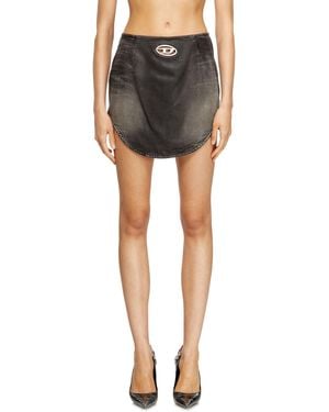 DIESEL Denim Mini Skirt With Oval D Logo - Black