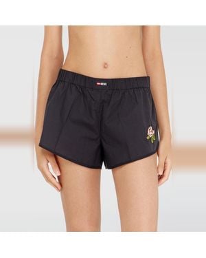 DIESEL Boxershorts Aus Baumwolle Mit Blumenstickerei - Blau