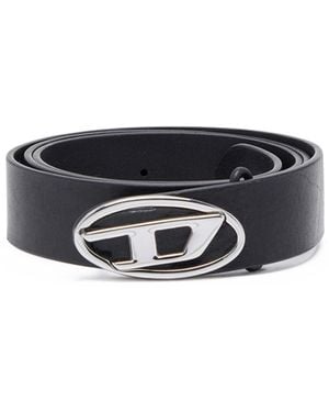 DIESEL Gürtel Aus Leder Zum Mit Oval D-Logo - Schwarz
