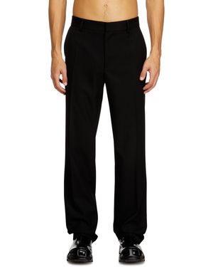 DIESEL Wool-Blend Trousers With Metal Tag - Black
