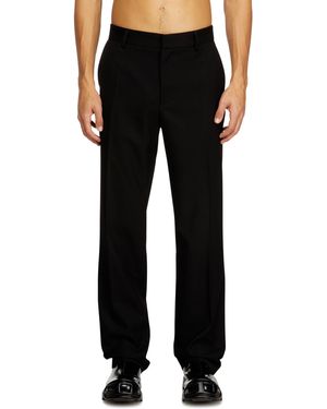 DIESEL Wool-Blend Trousers With Metal Tag - Black