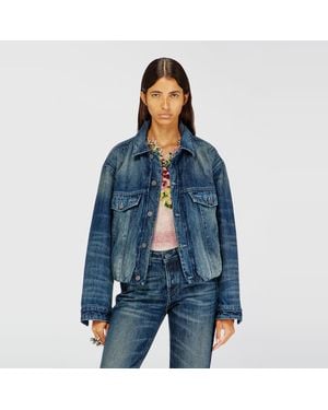 DIESEL Elasticated Trucker Jacket - Blue