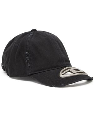 DIESEL Baseball Cap With Metal Oval D Plaque - Black