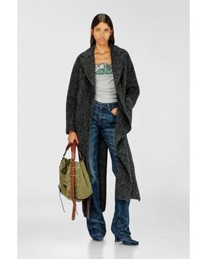 DIESEL Langer Mantel Aus Woll- Und Alpakamix - Blau